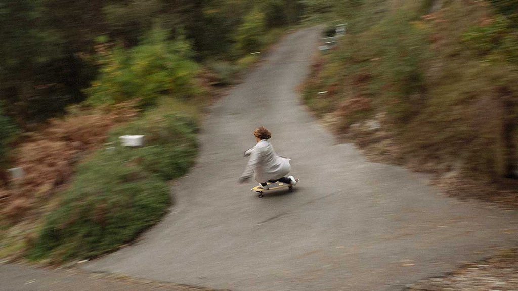 massive carve on sidewalk rising a surfskate