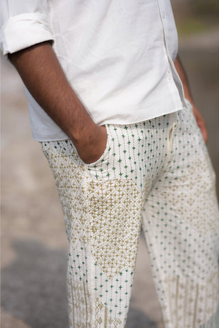 Embroidered Pants made with Khadi Cotton