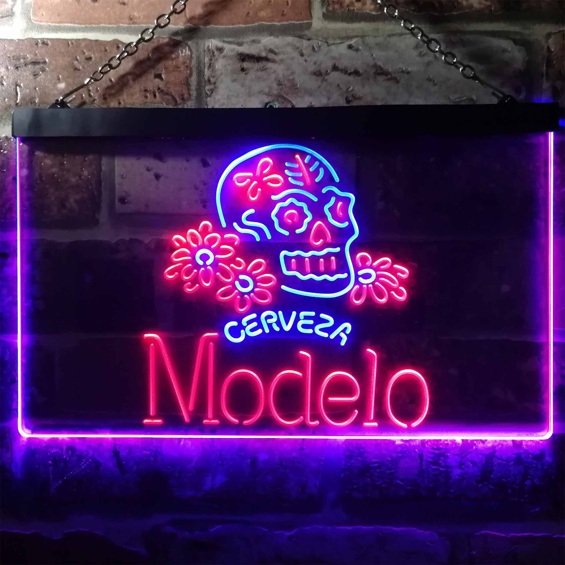 Cerveza Modelo Skull Bar Neon Sign - LED LAB CAVE