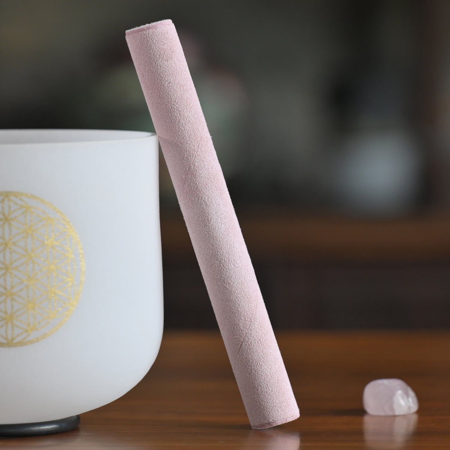 CVNC Pink Suede Mallets for Playing Crystal Singing Bowl Sheepskin Stick
