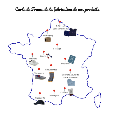 Carte de France de la fabrication de nos produits 