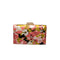 Evening Box Clutch - Pink And White Flowers On Black and Golden Velvet