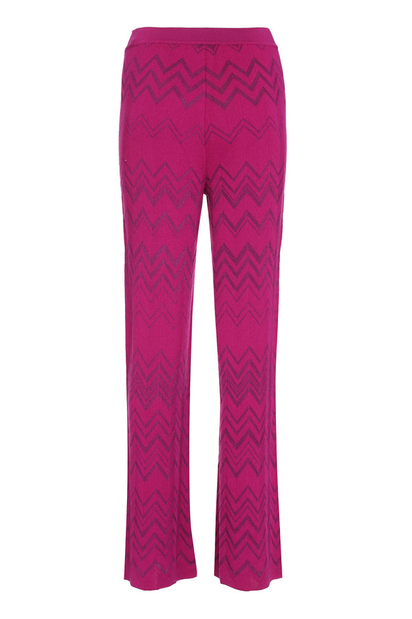 Chevron knitted palazzo trousers-1