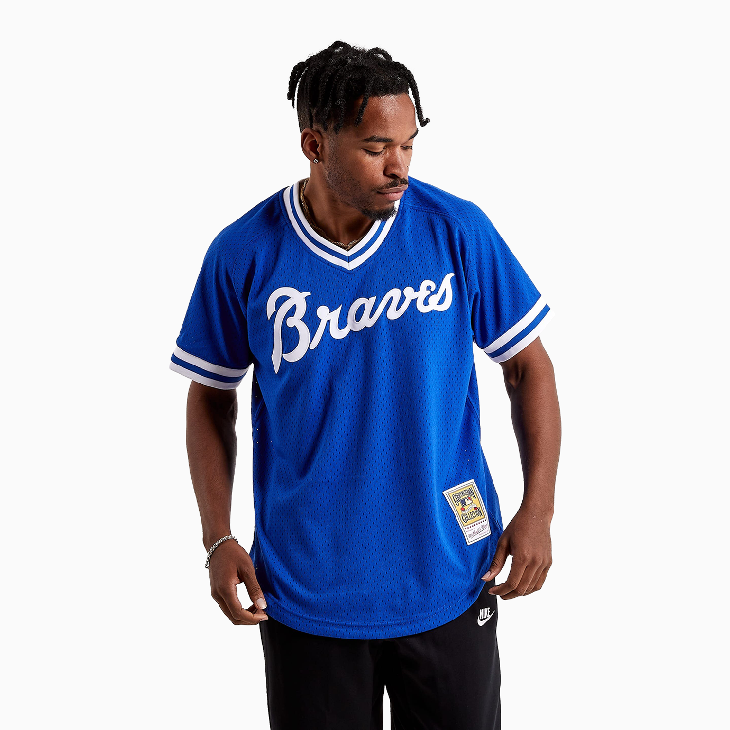 Atlanta Braves Raw Blue MLB Jersey - Large White Polyester