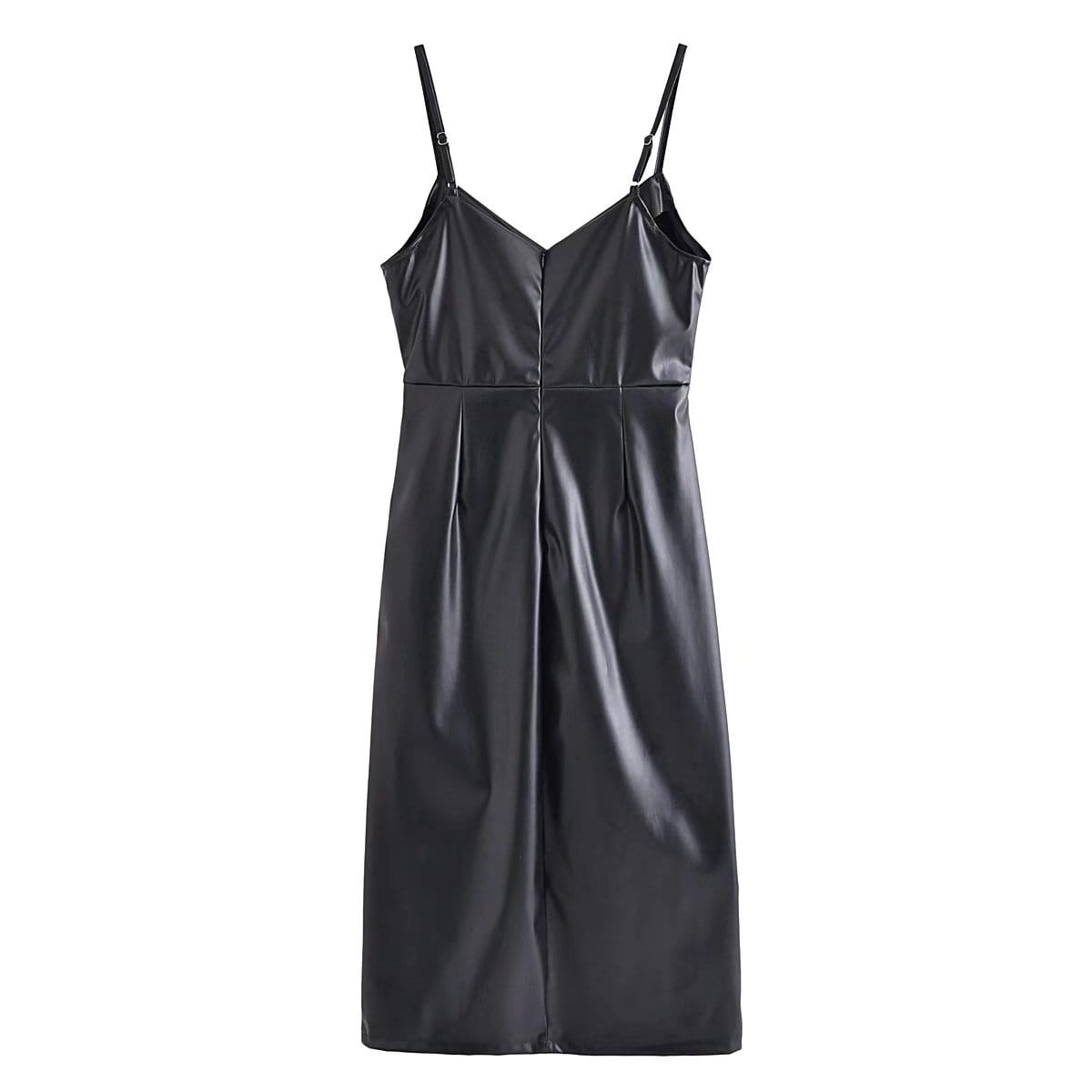 Pleated Faux Leather Cami Dress - Elegance Reimagined