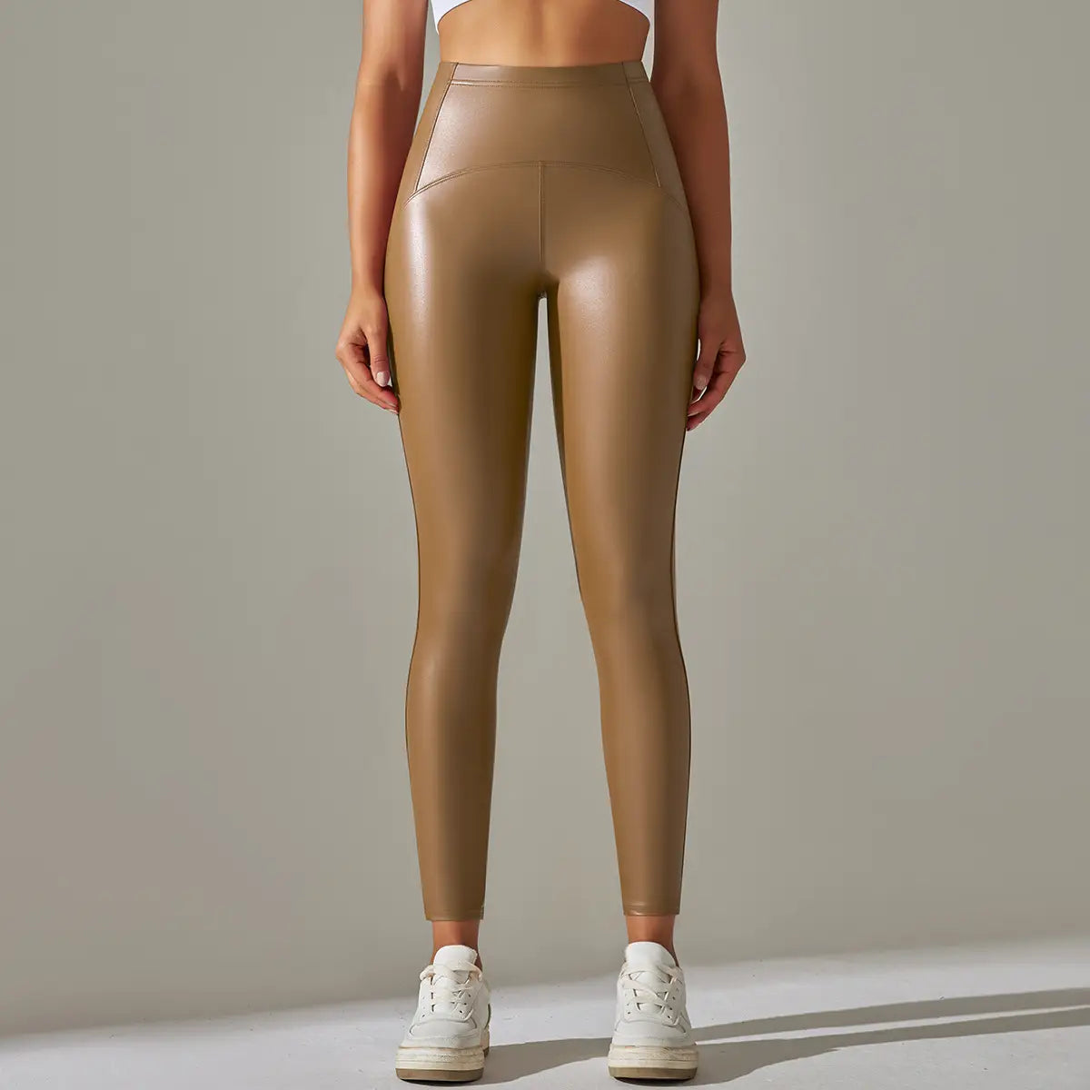 Faux Leather Leggings - High Elastic, Sporty Chic