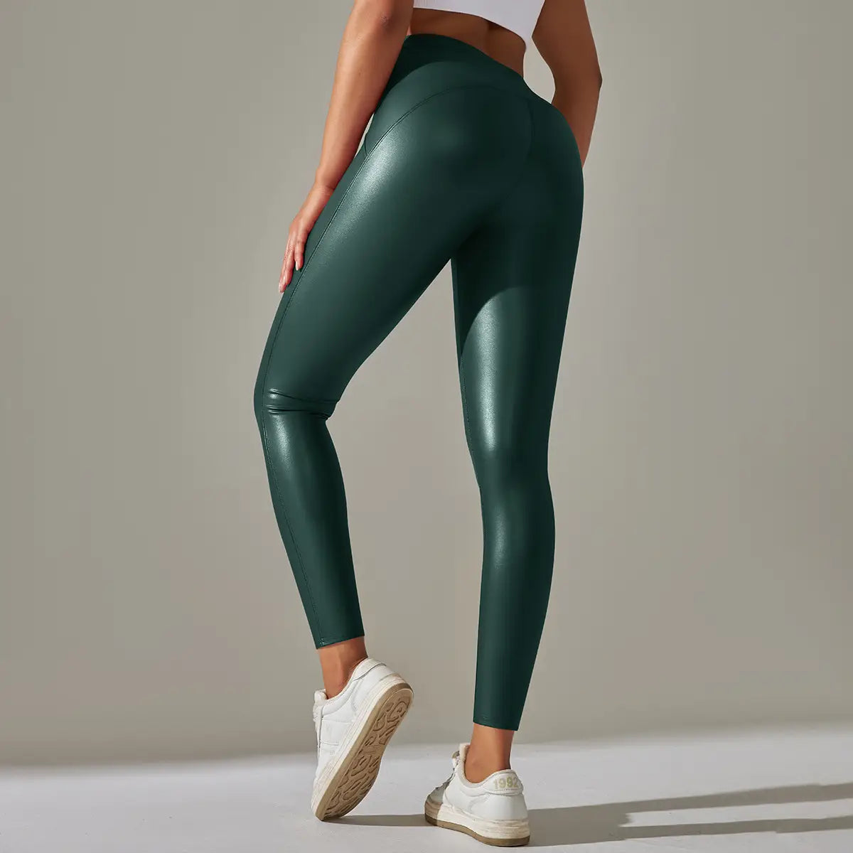 Faux Leather Leggings - High Elastic, Sporty Chic