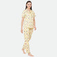 Donut Yellow Notched Collar Half Sleeve Night Suit For Women