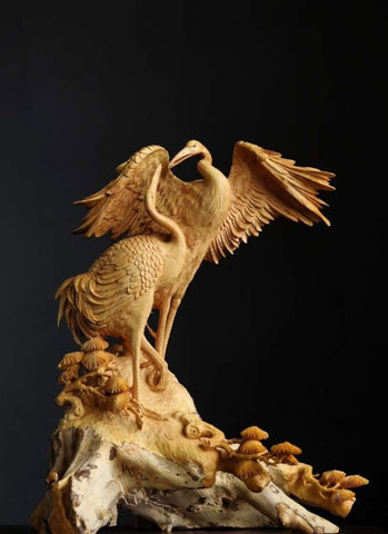 bird-animal-sculpture-wood-carving-statue-art