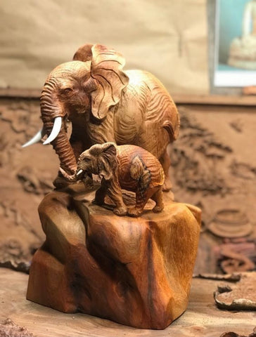 elephant-sculpture-wooden-statue-animal-art-wood-sculpture