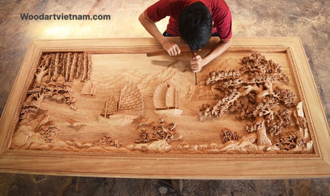 wood-carving-wall-art-a-ship-on-the-sea-nature-sculpture