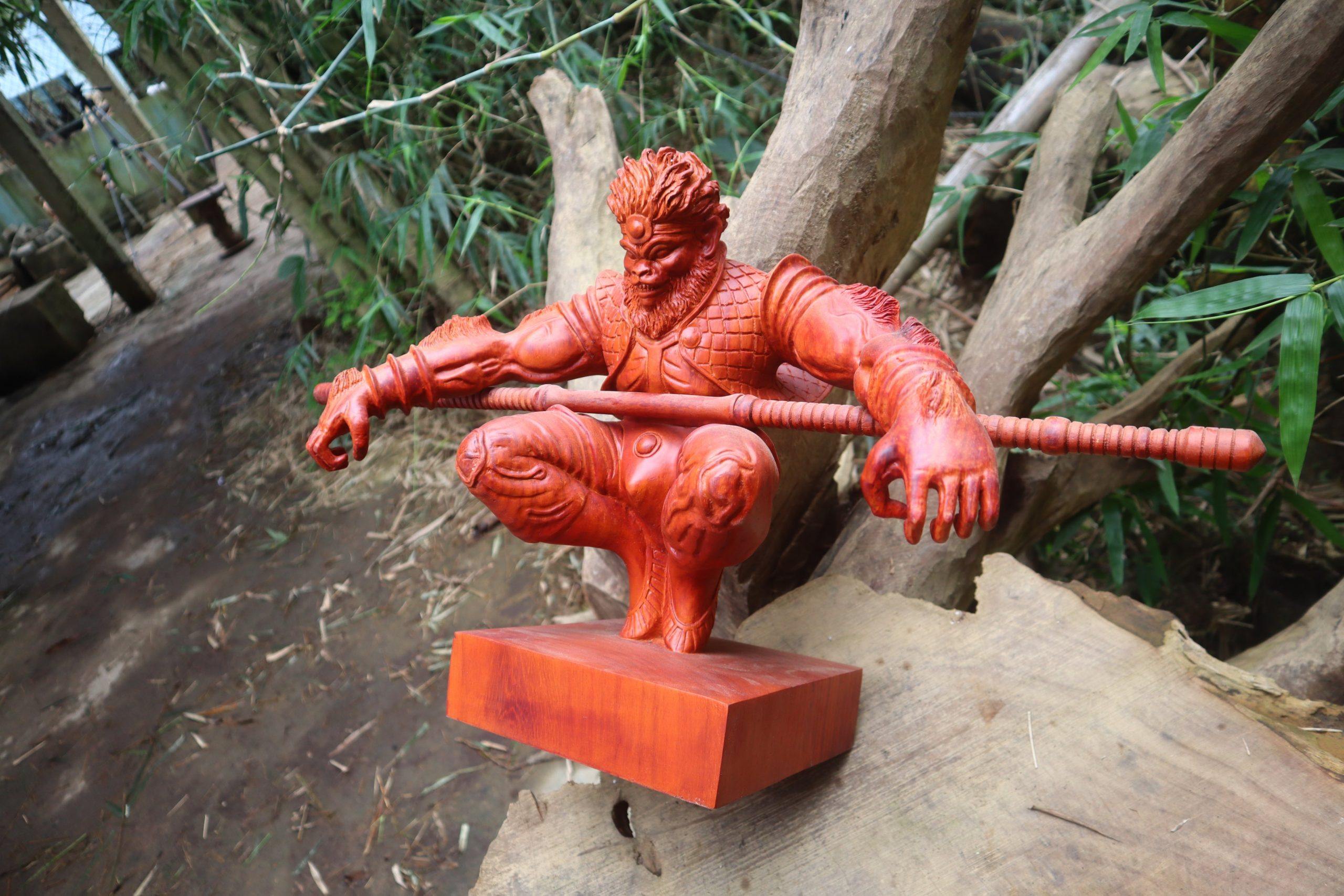 Wukong Monkey King Wood Carving Statue Woodart Vietnam