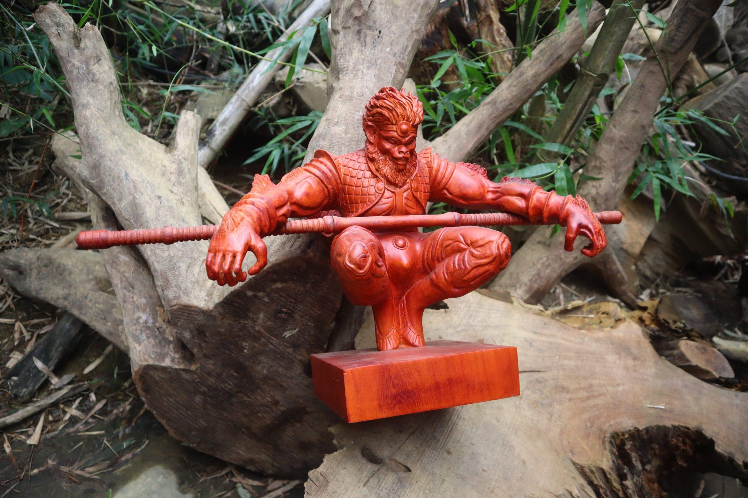 Wukong Monkey King Wood Carving Statue Woodart Vietnam