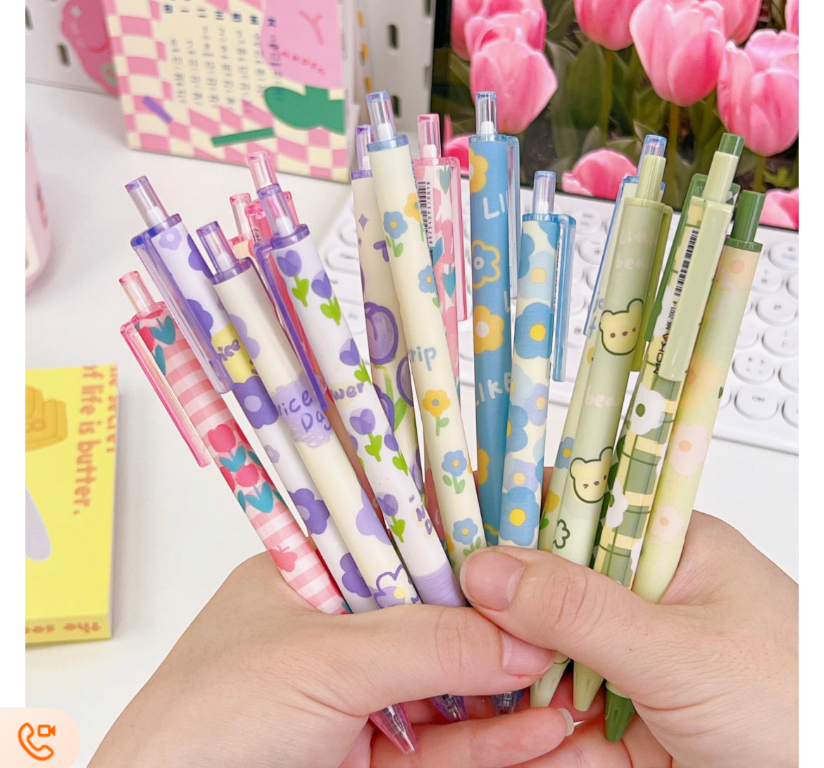 Floral Style Cute Gel pens 4pcs, Shopack