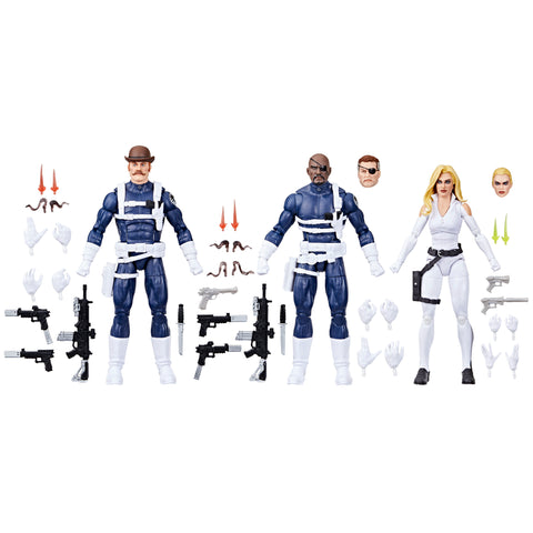 Marvel Legends Series S.H.I.E.L.D 3-Pack, Captain America Comics Collectible 6-Inch Action Figures, Nick Fury Jr., Sharon Carter, and Dum Dum Dugan