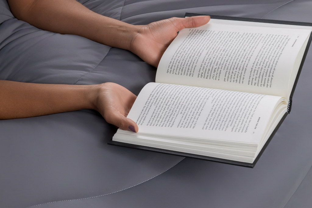 open book on the evercool cooling comforter