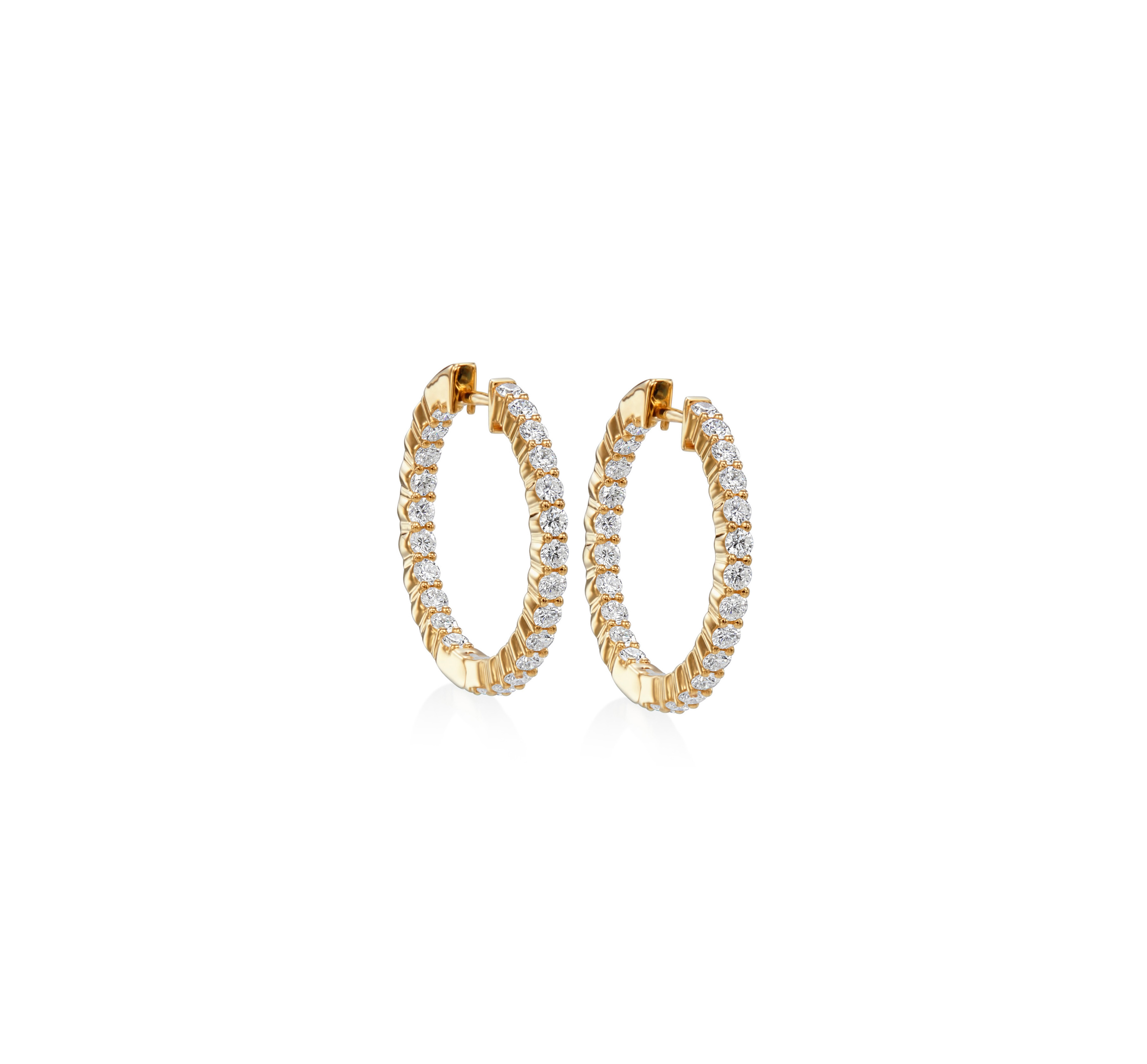Audrey14k Yellow Gold Hoop Earrings in White Diamond
