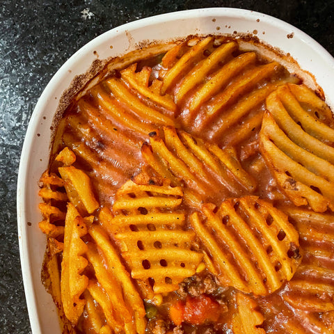 Shepherd's Pie made with waffle fries