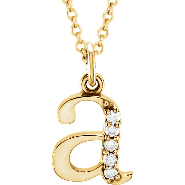 14k gold diamond initial necklace