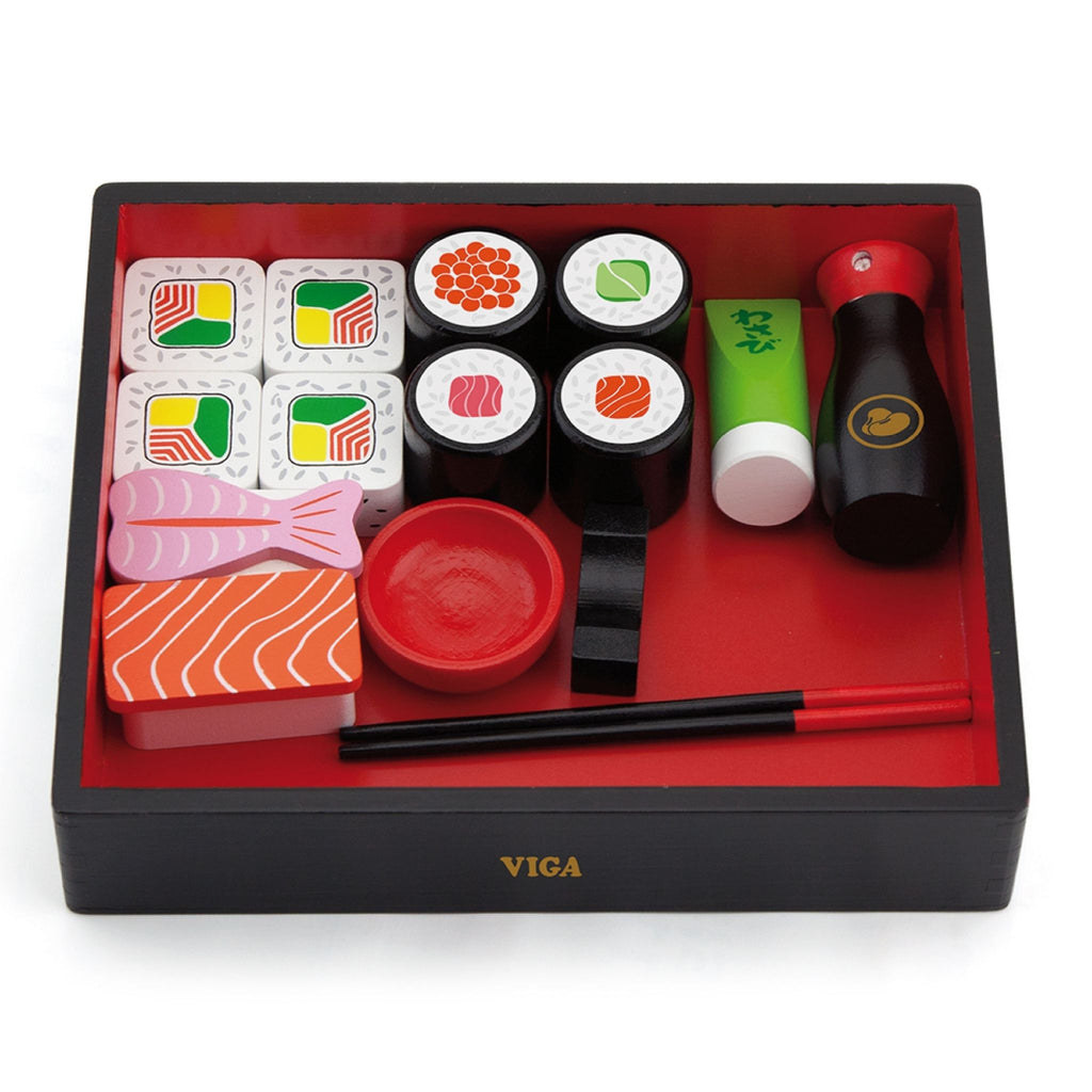 wooden sushi play set