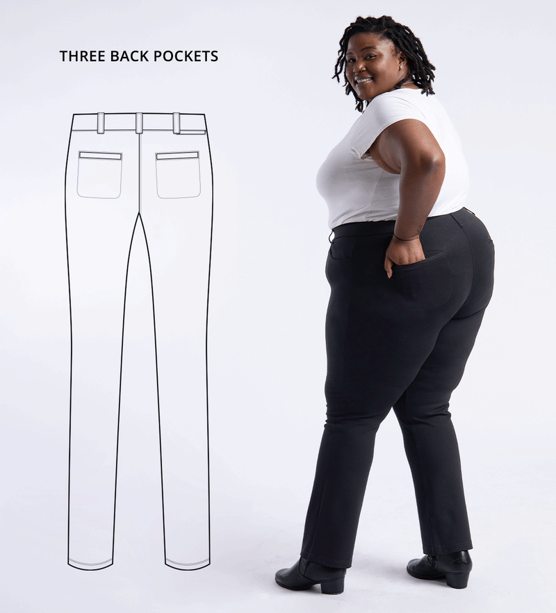 Betabrand Dress Yoga Pants 7-Pocket Straight Leg Women's Stretch Navy Blue  Sz L