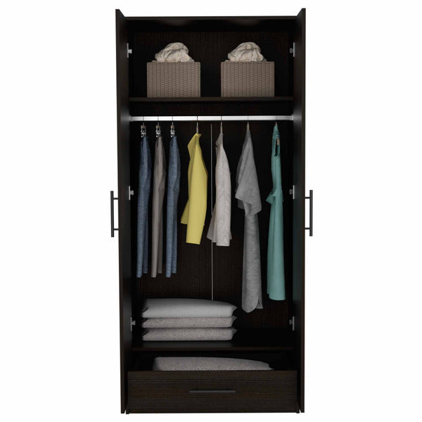 Rio Double Door Armoire, One Cabinet,  Hidden Drawer - Ecart