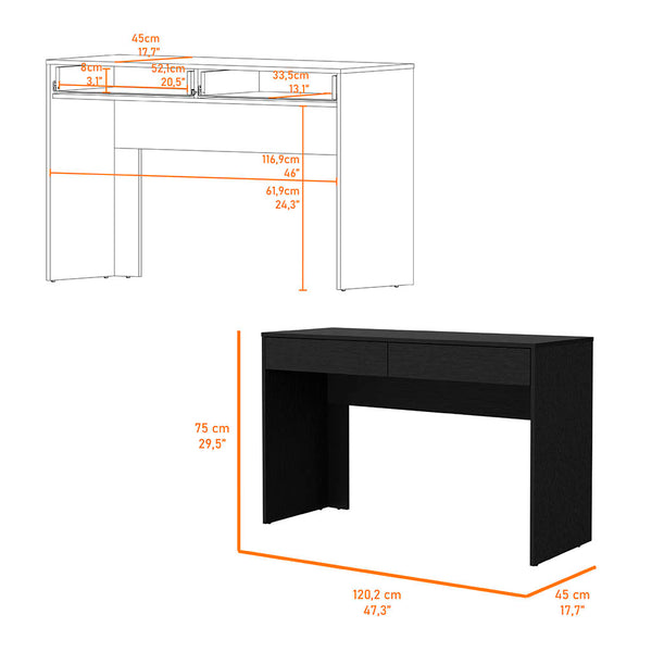 Tampa Writing Computer Desk ,Two Drawers - Ecart