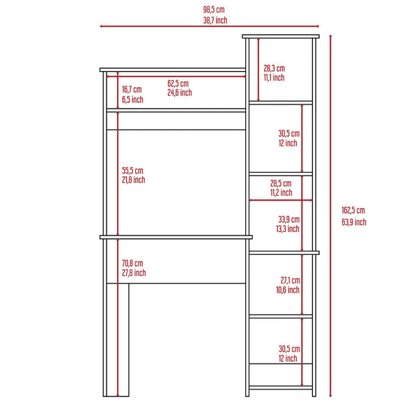 Nashville Writing Desk, Six Shelves - Ecart