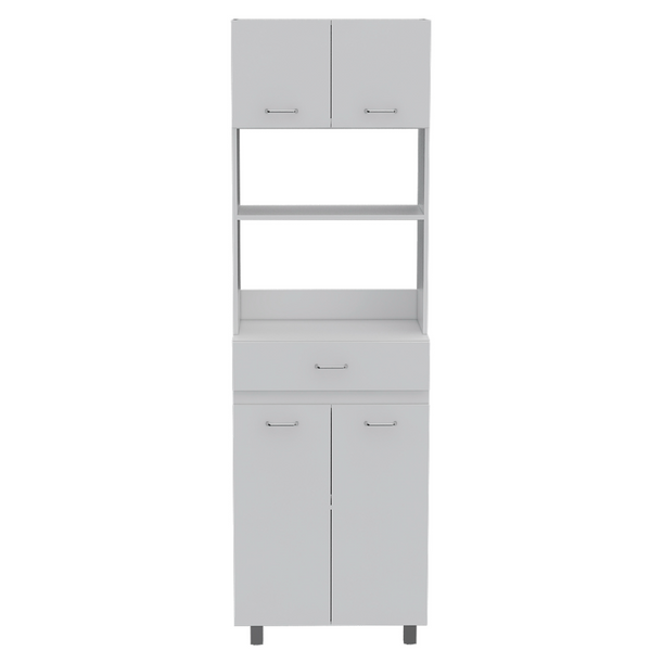 Auburn Microwave Pantry Cabinet, Two Cabinets, Two Open Shelves, One Drawer - Ecart