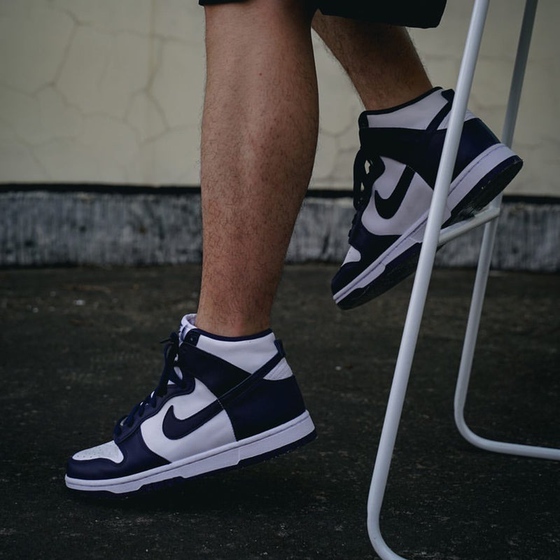 nike dunk championship navy on feet