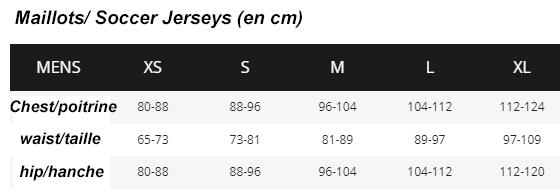 dicenh maillots size chart