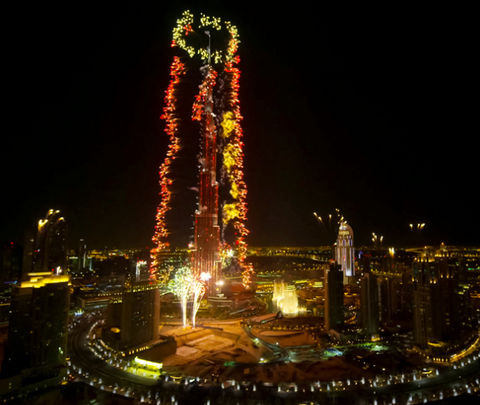 Magnificent fireworks at Burj Khalifa, Dubai