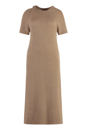 Ribbed knit midi dress-0