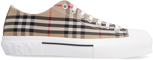 Checked motif canvas sneakers-1