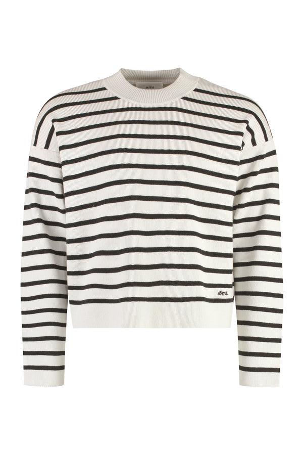 Striped crew-neck sweater-0