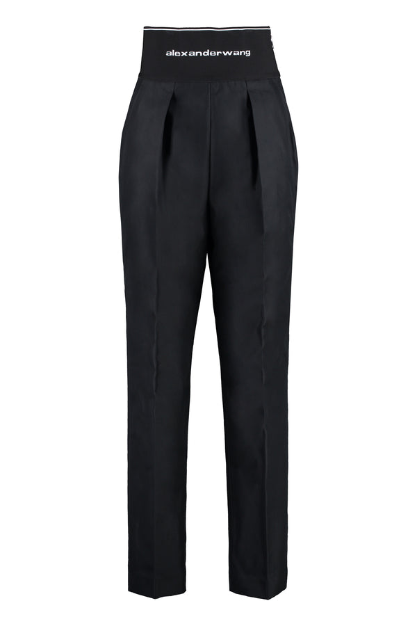 Pantaloni tapered-fit a vita alta-0