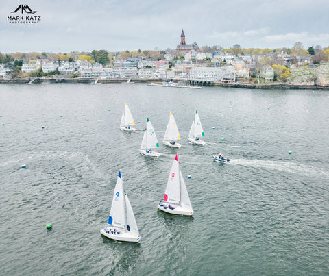 Drone shot of Jackson Cup boats in Marblehead