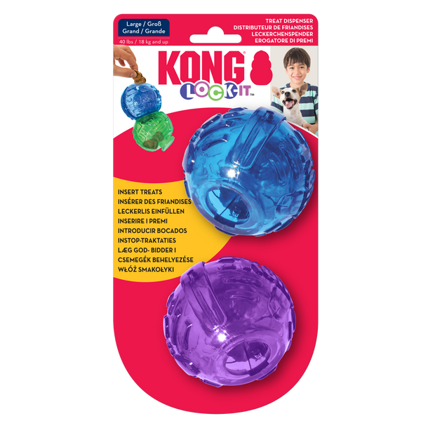 KONG Rewards Wally Dog Treat Dispenser Toy Blue/Red Medium/Large  035585498270