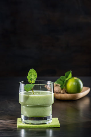 The ready mixed and decorated smoothie "Green miracle".