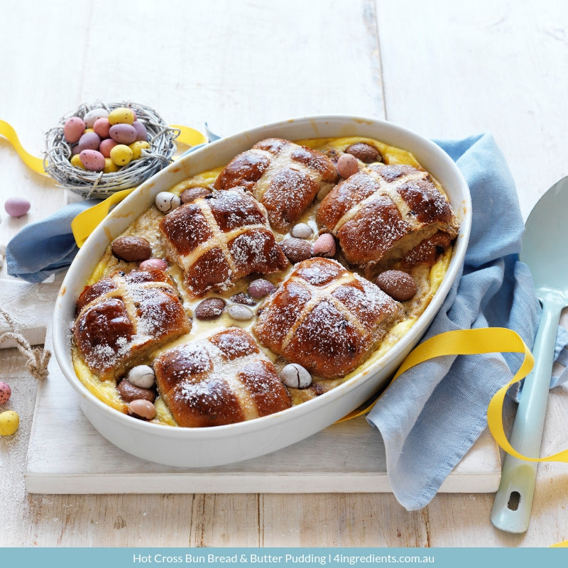 hot cross bun bread and butter pudding