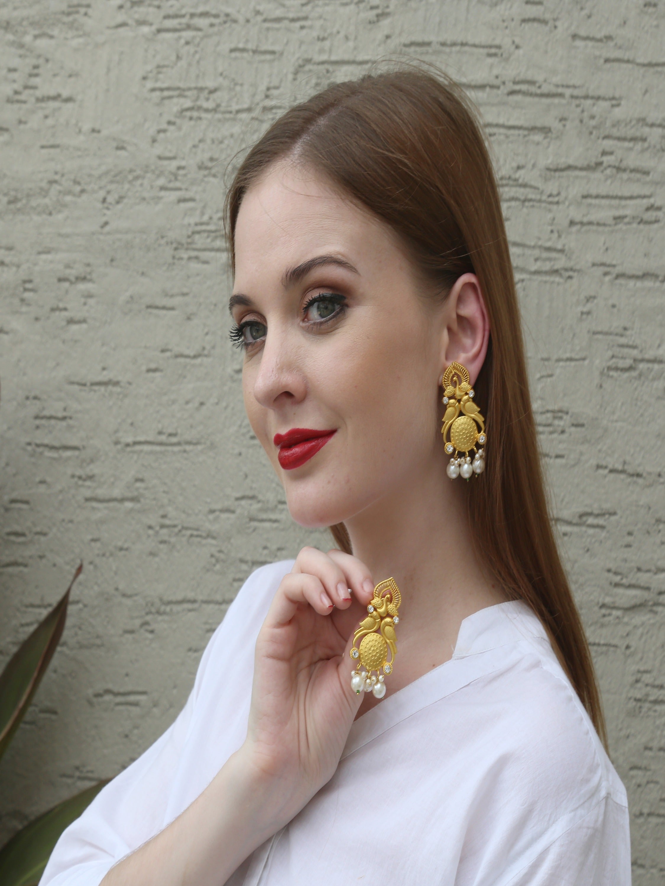 Golden Polki Drop & Danglers Earrings | Dangler earrings, Jewelry  collection, Gold plated earrings