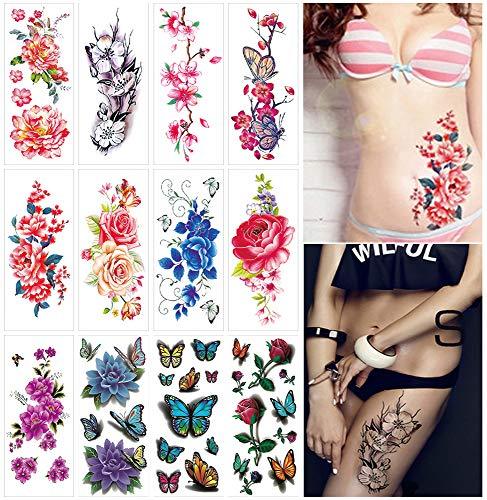 Flower Temporary Tattoos For Women Adults 3d Butterfly Rose Tattoo Sex Ninthavenue Europe