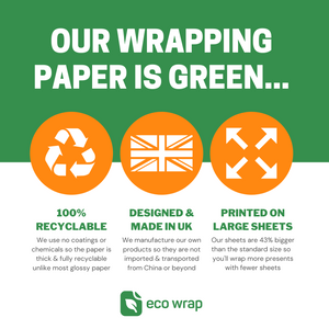 Dark Green Kraft Wrapping Paper 100% Recycled Paper 50cm x 3m Wide