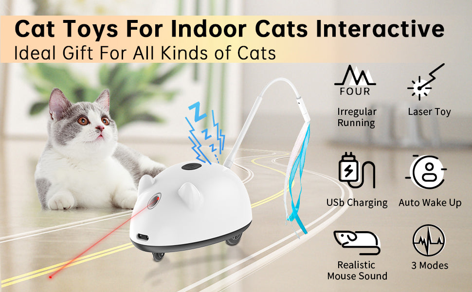 Jouets pour chats Moebypet qui bougent pour les chats paresseux d'intérieur