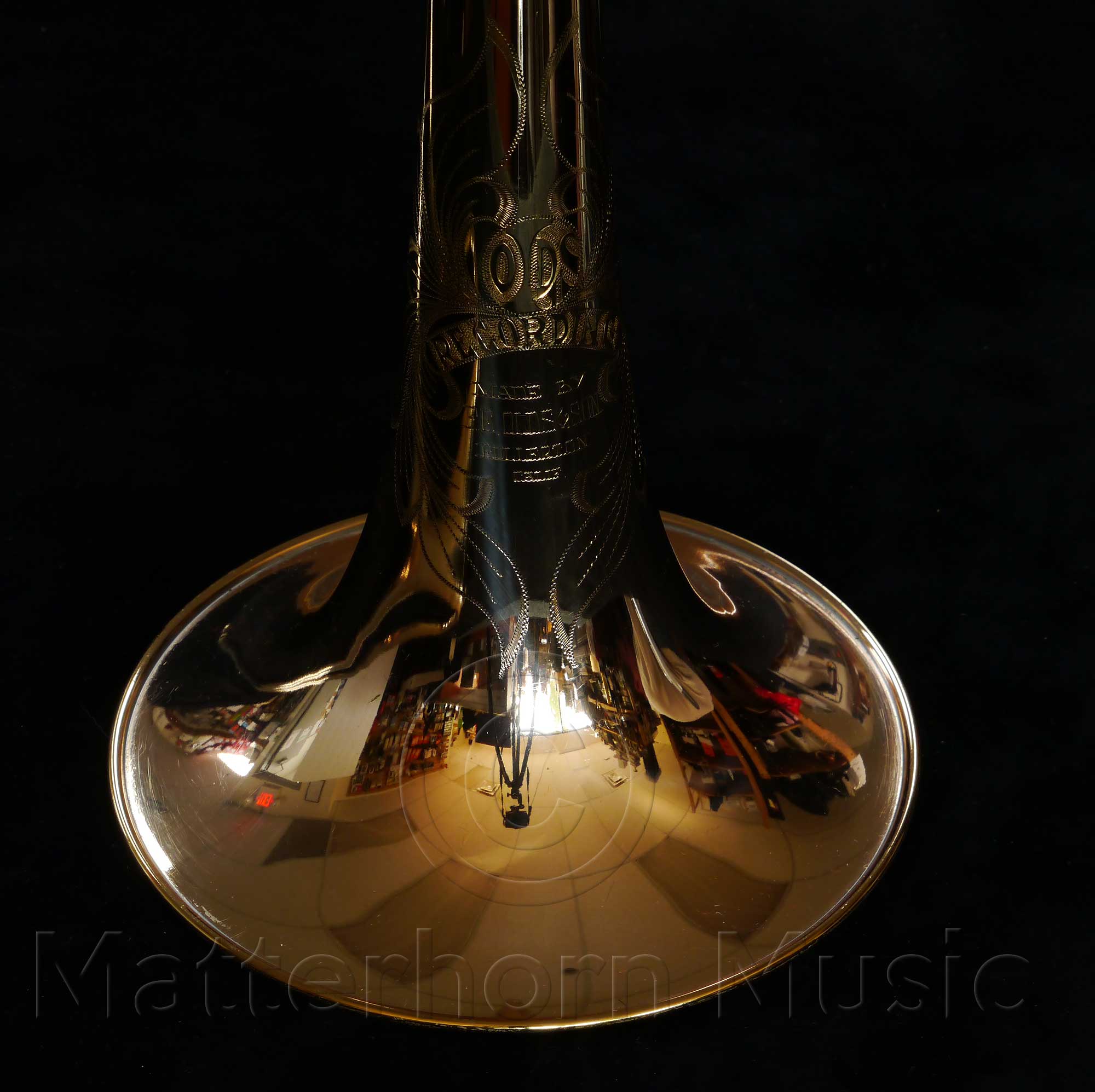 trombone bell, Olds Recording tenor trombone bell, bell engraving