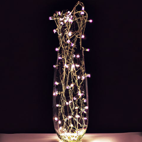 Vase transparent avec guirlande lumineuse à l'intérieure