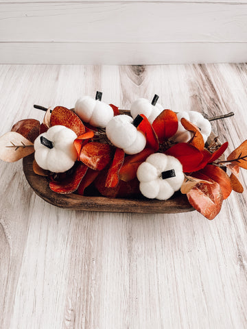 Neutral Fall decor ideas with dough bowl decor