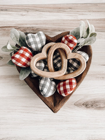 Wooden Heart dough bowls for valentines decorations diy