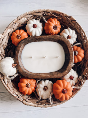 Mini dough bowl candle in a fall candle scent 