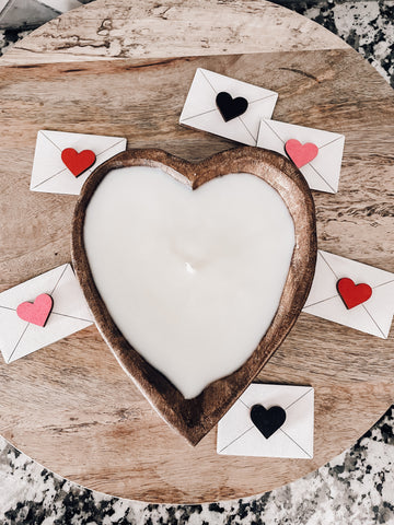 Heart dough bowl candle for Valentines Day 